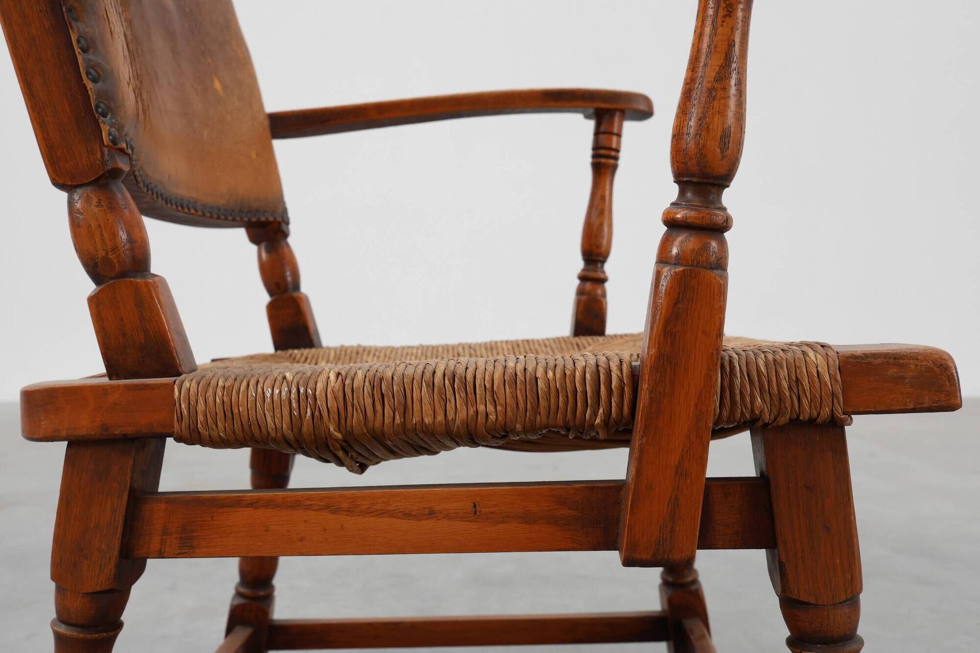 Leather and oak Armchair by Theo Ruth for Artifort, The Netherlands 1940s