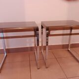 X2 Vintage 1970s smoked acrylic plexiglass side tables