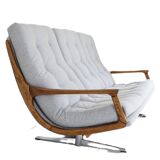Canapé scandinave vintage extrêmement confortable en tissu gris clair années 1960, unique