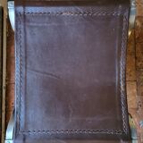 Folding steel and leather stool