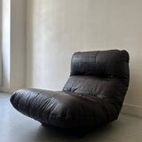 Marsala armchair in plexiglass & brown patchwork leather, Ligne Roset 1970