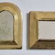 Ensemble de 3 miroirs en laiton formes arche et carré 11 x 15 cm