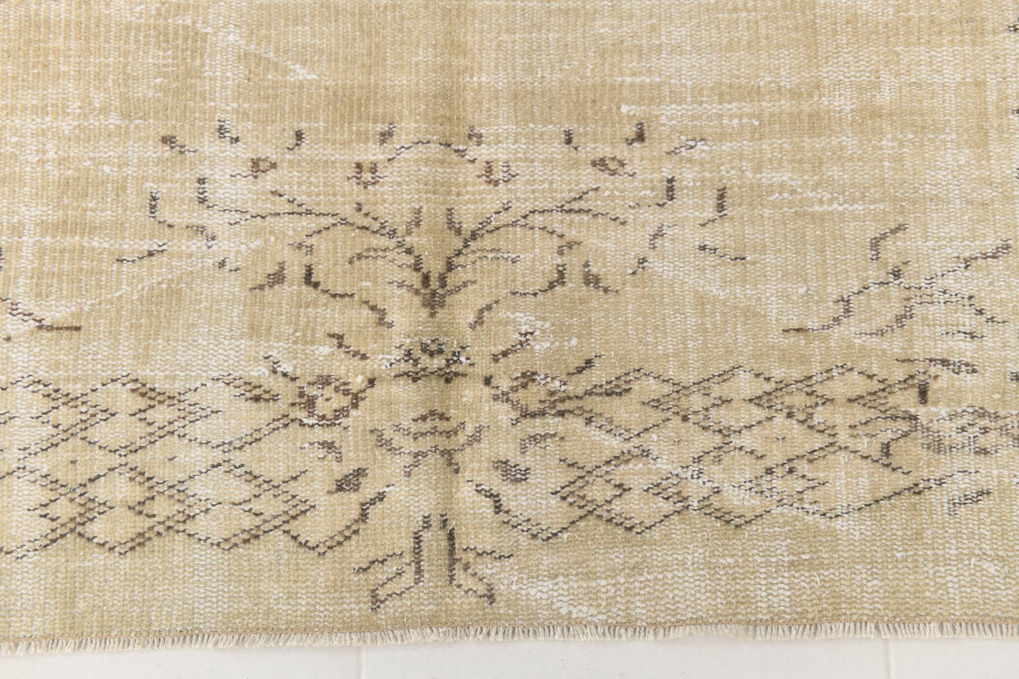 Vintage Cream & Brown Turkish Handmade Rug, 149x252Cm