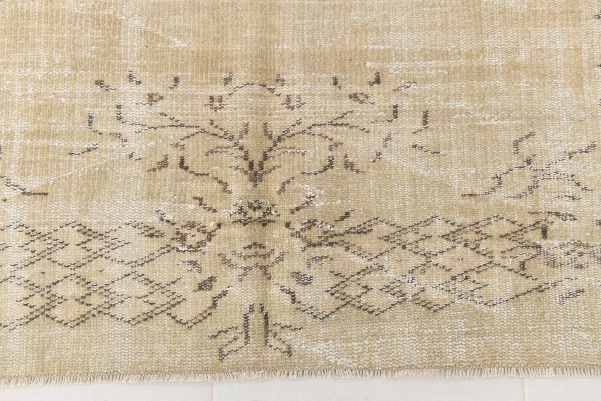 Vintage Cream & Brown Turkish Handmade Rug, 149x252Cm