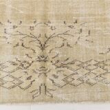 Vintage Cream & Brown Turkish Handmade Rug, 149x252Cm