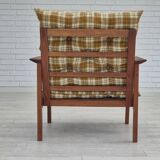 1970s, Danish lounge chair, original condition, furniture wool fabric, teak wood.