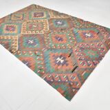 6x10 Green & Purple Vintage Kilim Rug, Modern Oushak Rug, 181x291Cm