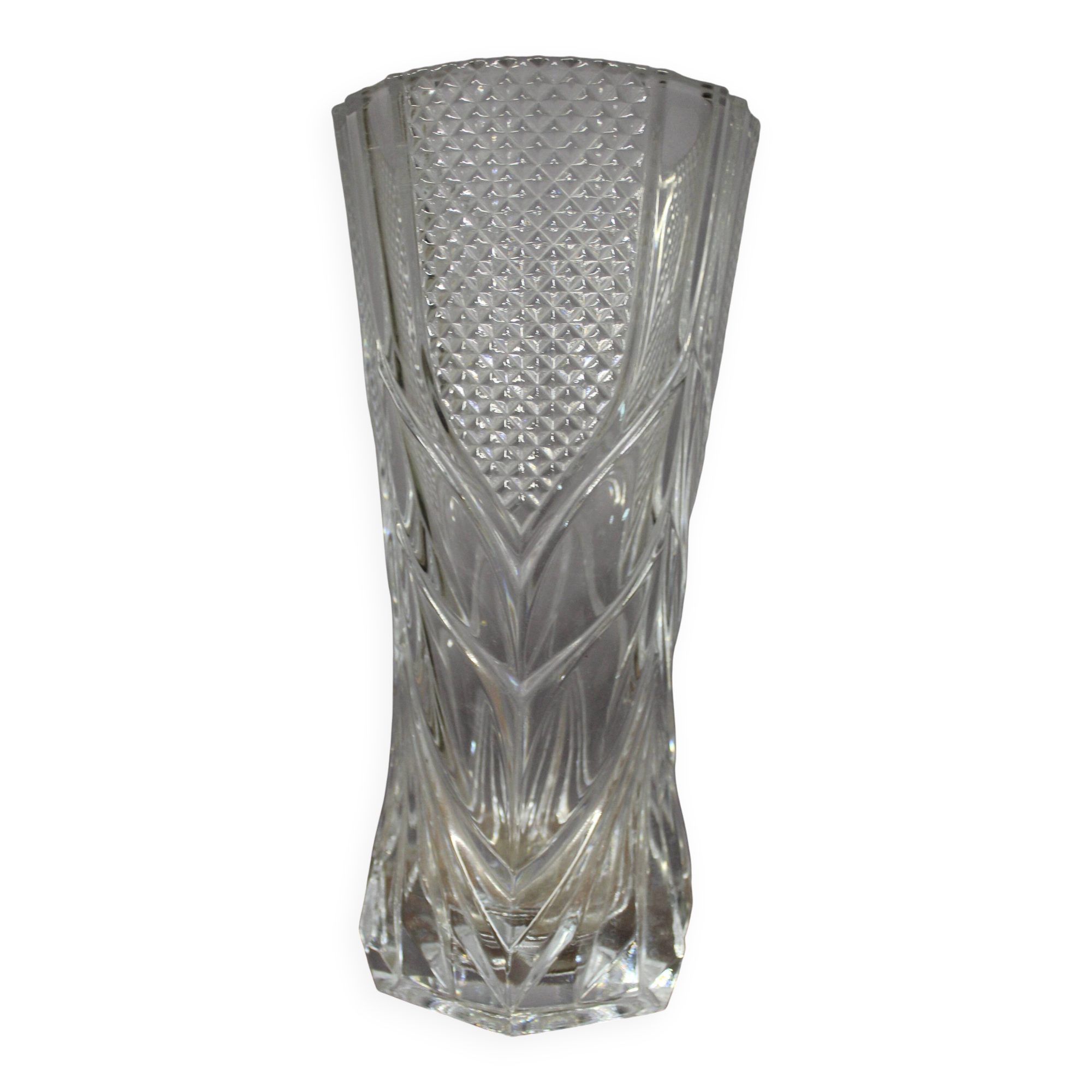 Grand vase en cristal taillé Cristal d'Arques 1950