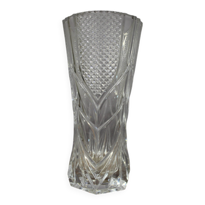 Grand vase en cristal taillé Cristal d'Arques 1950