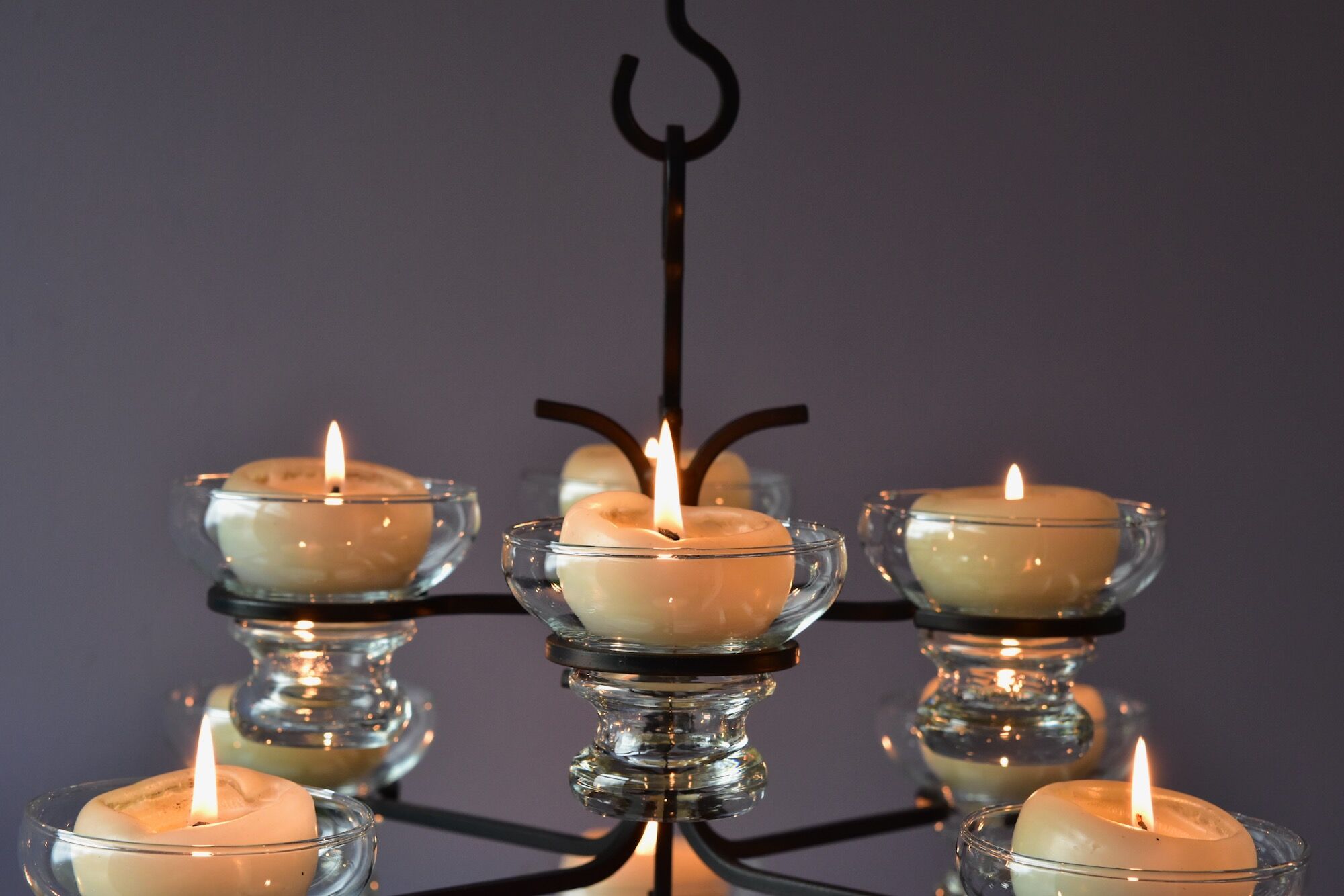 Skandinavien design twelve lights chandelier 1960's metal glass