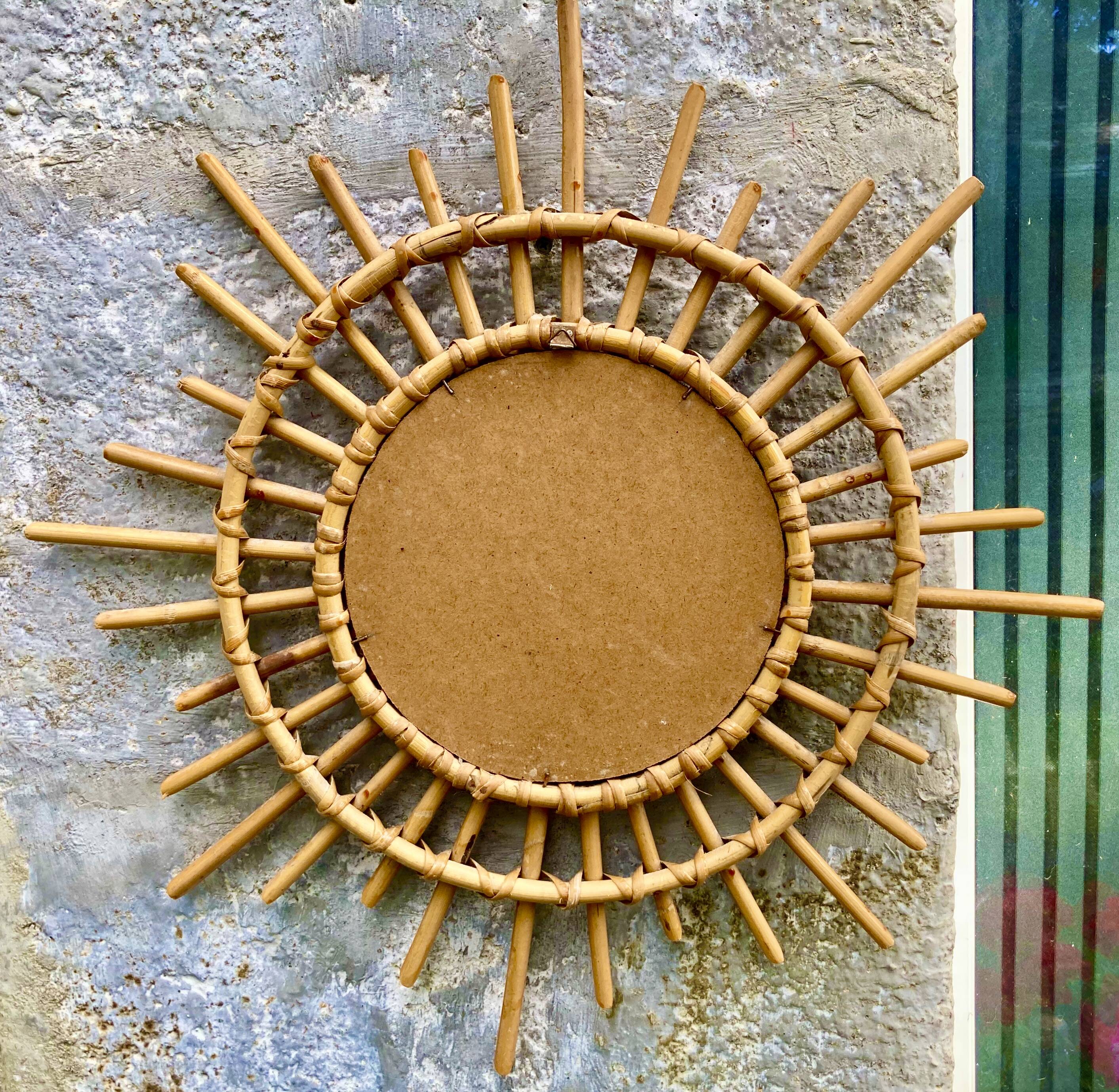 mirror glass sun Mid-Century in Bamboo & Rush, Vintage -