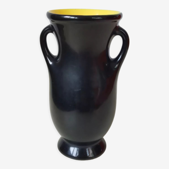 Yellow and black Verceram vase, 50s/60s