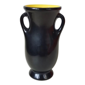 Vase Verceram jaune et noir années 50/60