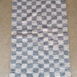 Béni Ouarain rug white gray checkerboard