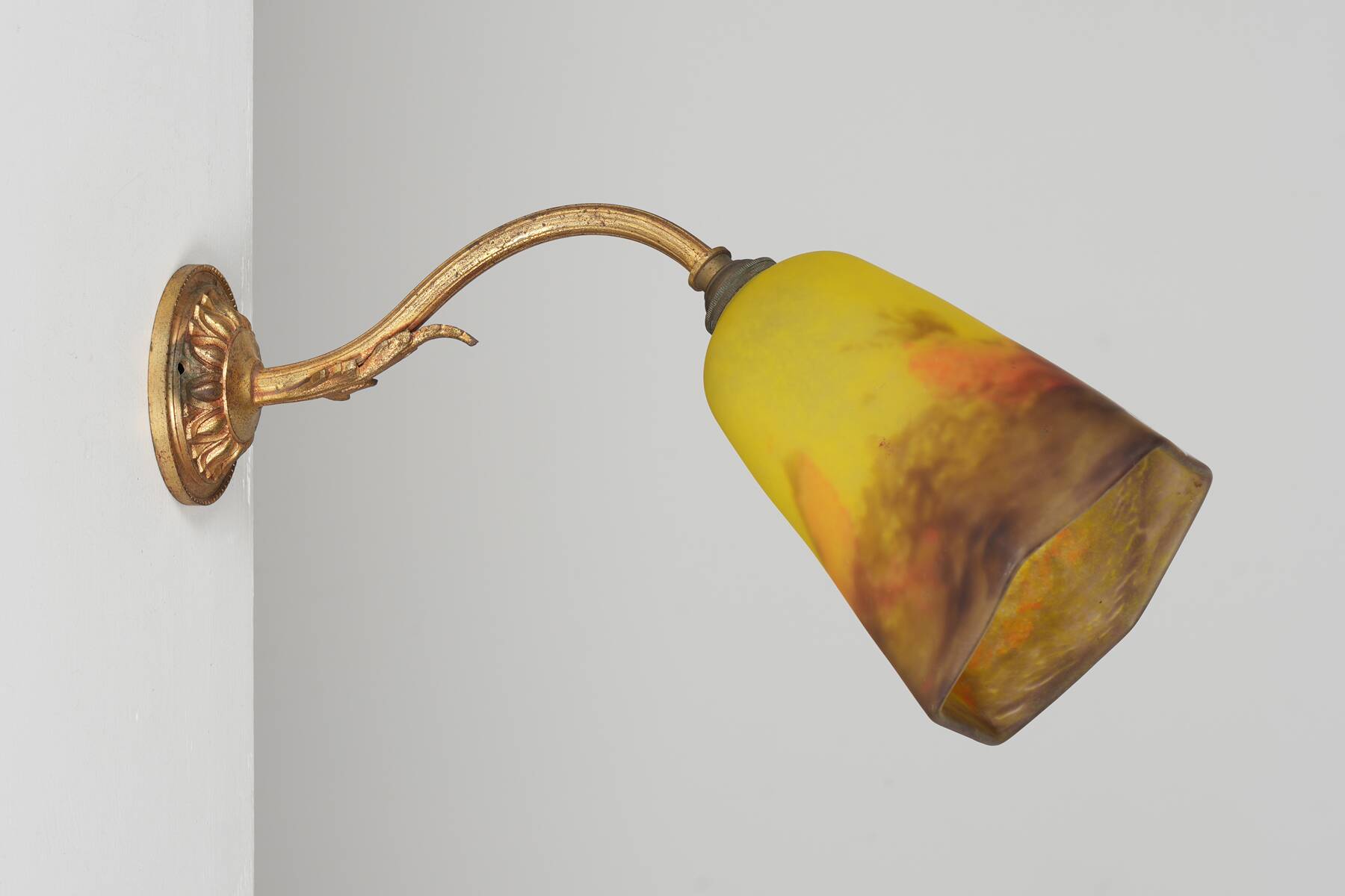 Glass paste wall light by Degue, circa 1920, Art Nouveau.