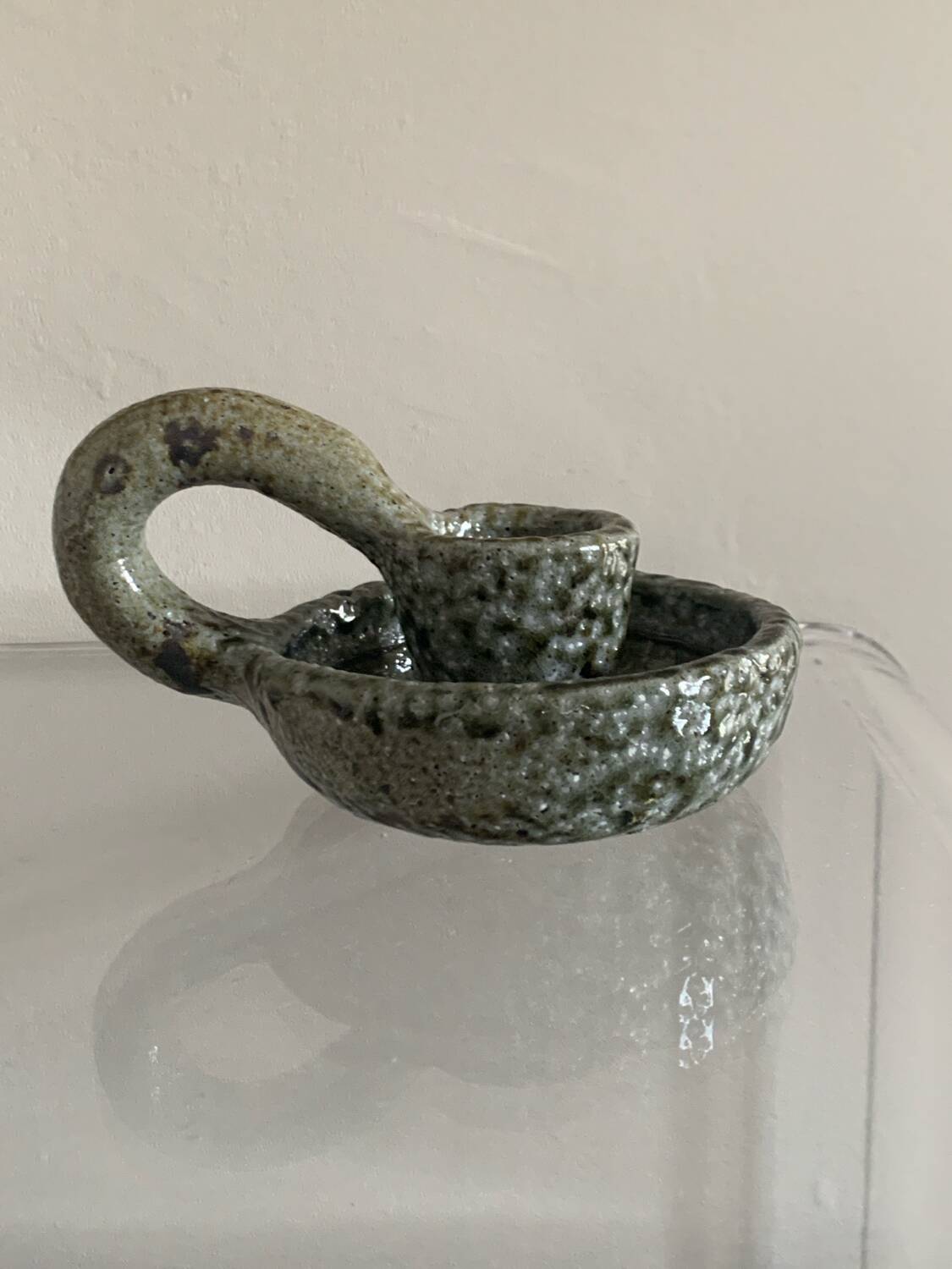 Ceramic cellar rat candle holder