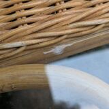 Vintage Rattan and Wicker Coffee Table - Glass Top - Bohemian Style