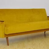 Velvet Daybed Sofa with fold-out function, 1960s