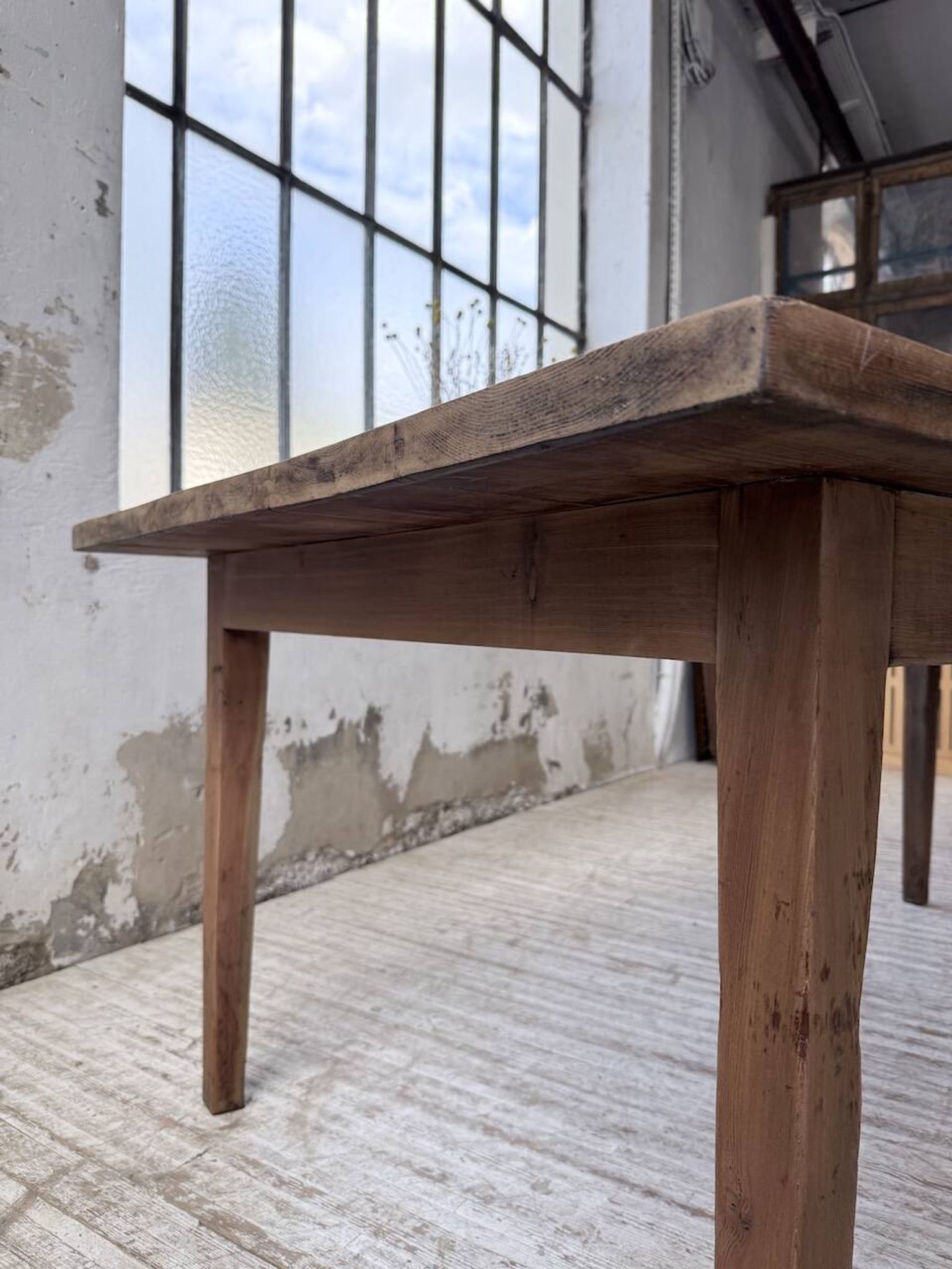 Farm table pitch pine 2 x 1 m from the 1950s
