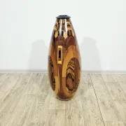 Monumental wooden floor vase / intarsia / wood mosaic / Africa / 1950s–1960
