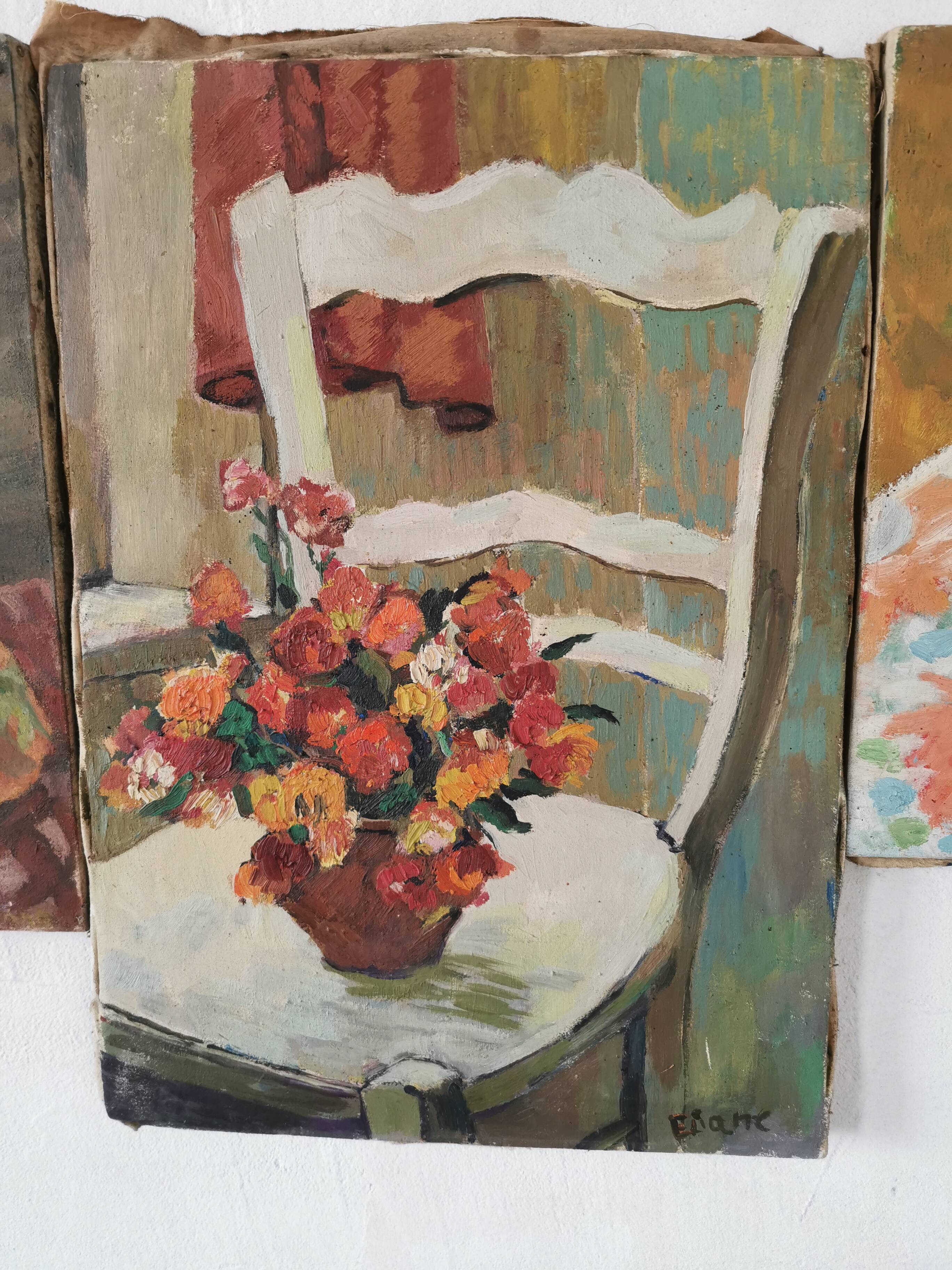 Set of 3 old still life paintings