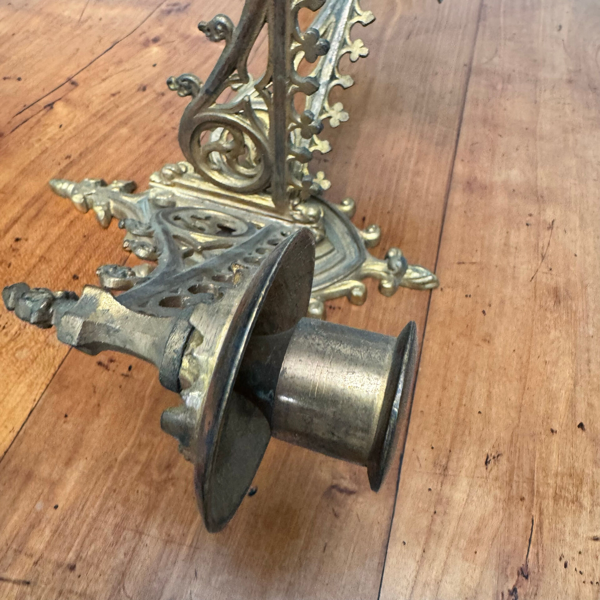 Elegant pair of three-light wall sconces from the 19th century.
