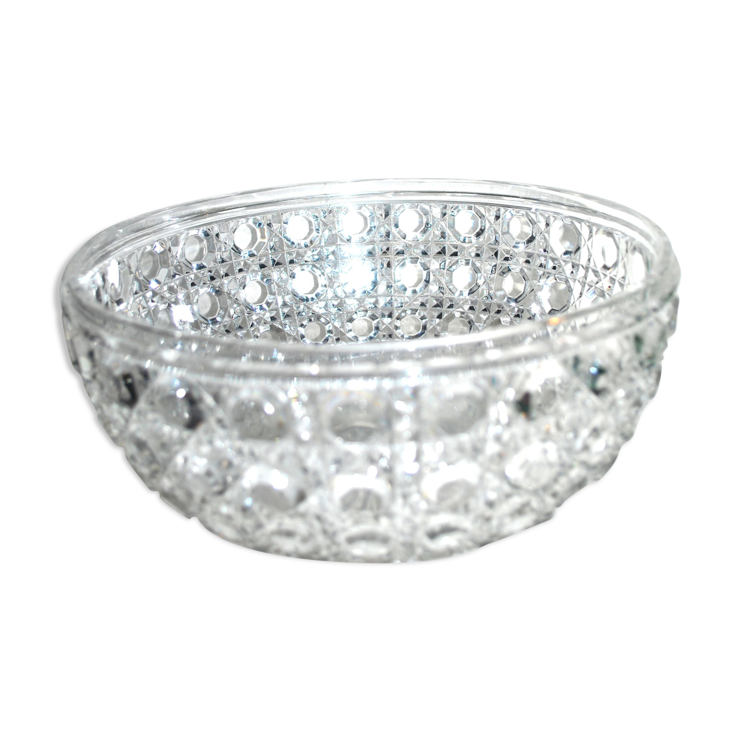 Baccarat moulded crystal salad signed diamants pierreries 23cm