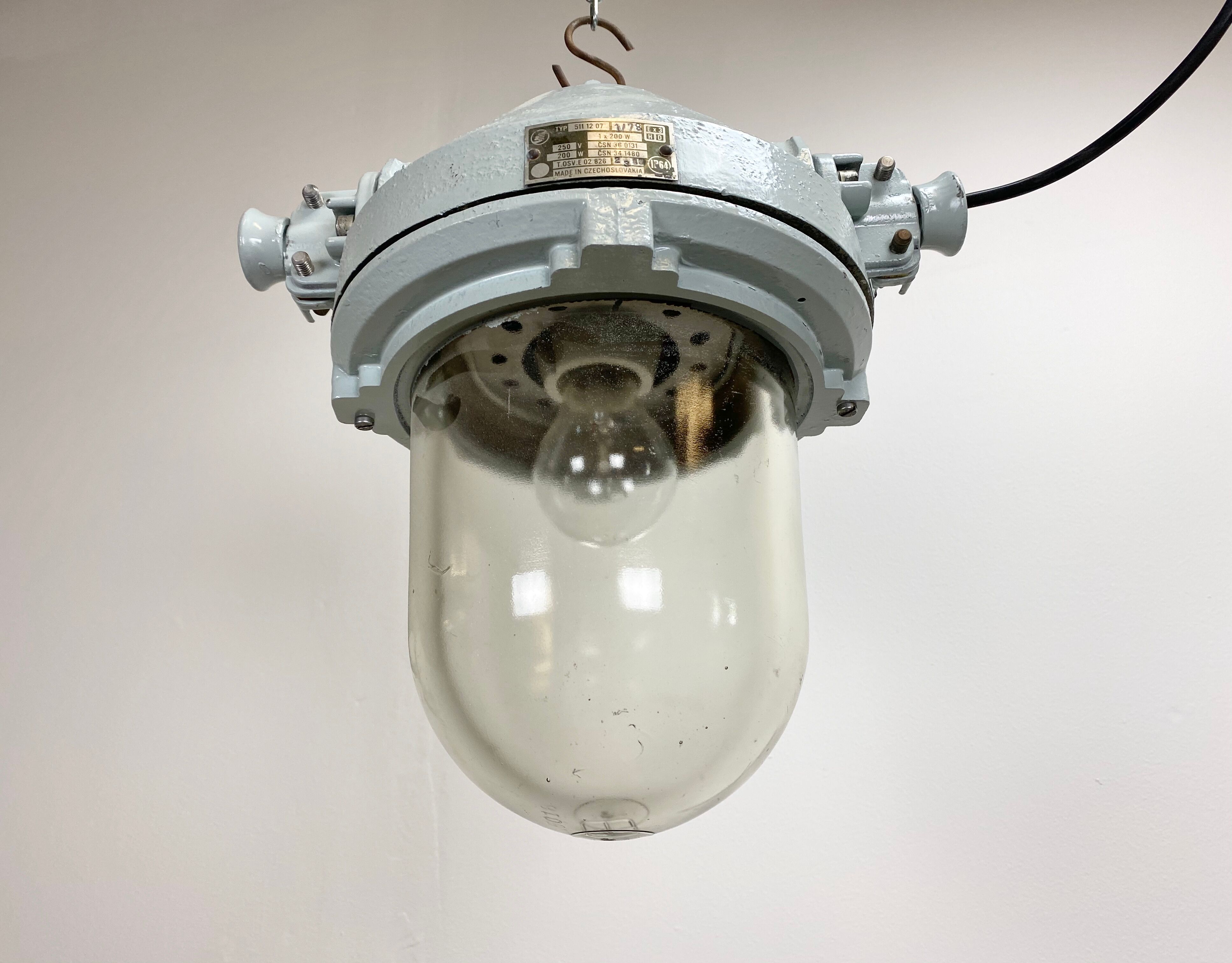 Grey industrial explosion proof lamp, 1970s