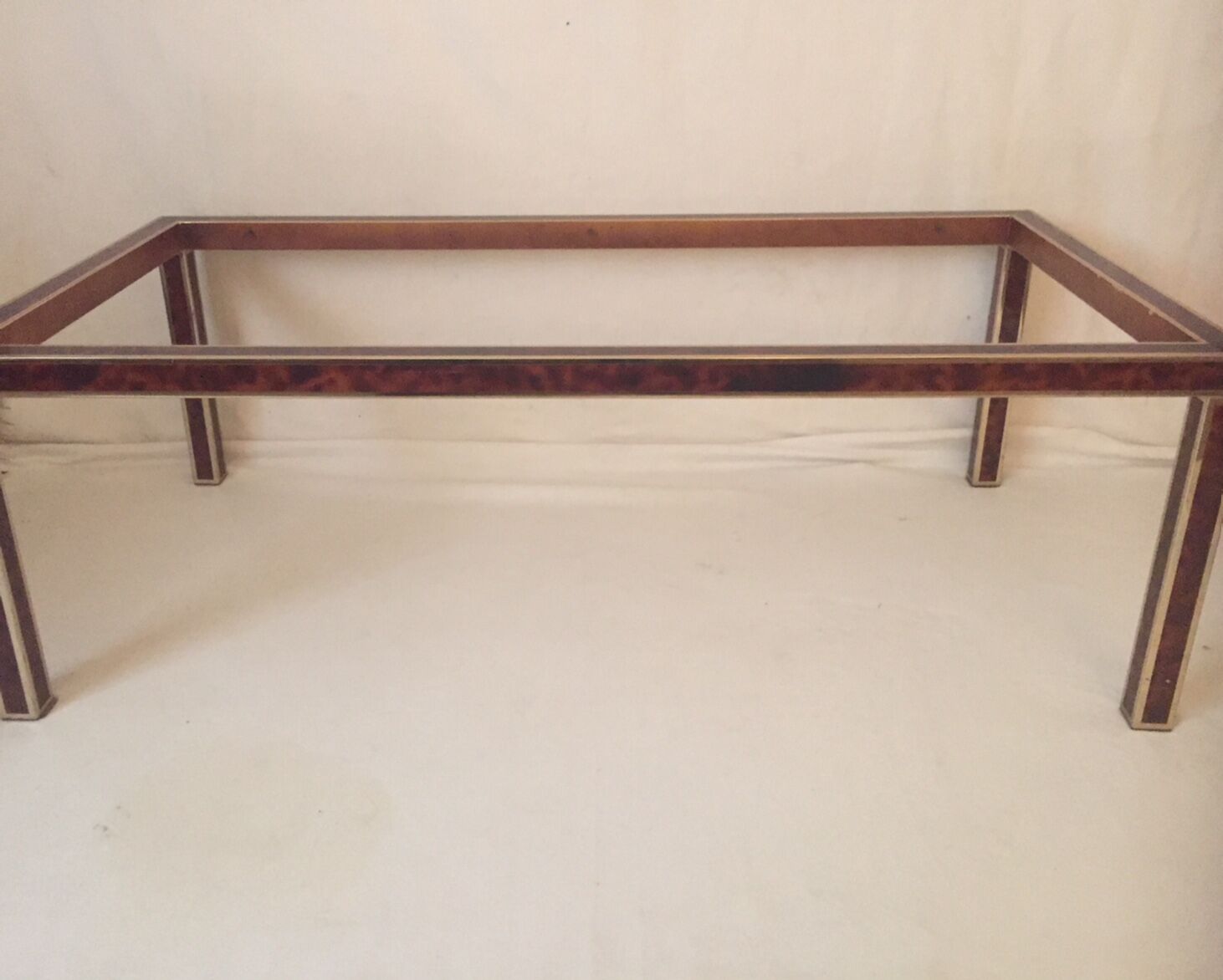 Table low gold tinged metal and imitation tortoiseshell - 70s