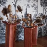 Trio of terracotta vases, unique pieces