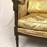 Louis XVI style bergère in green-bronze lacquered wood