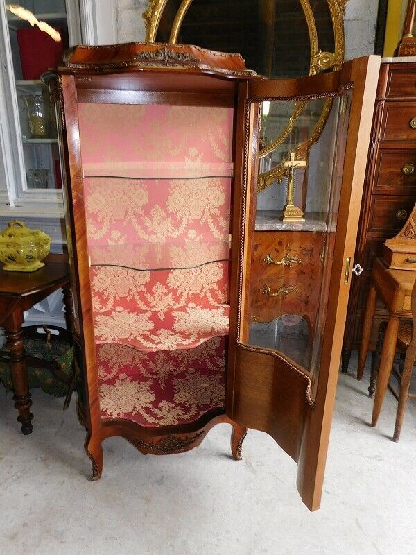 Asian decor rosewood marquetry showcase