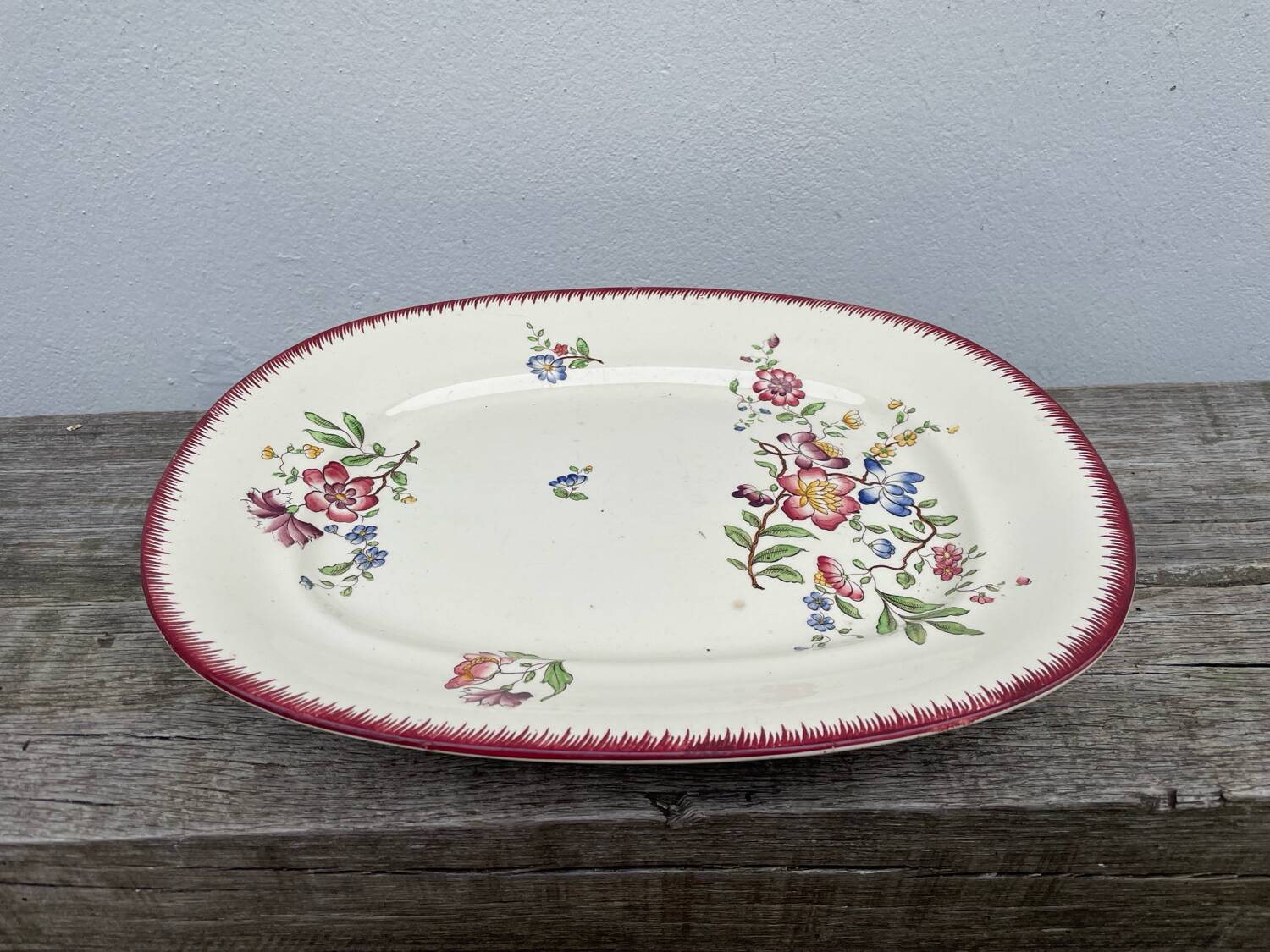 Strasbourg ironstone serving dish with Sarreguemines flowers
