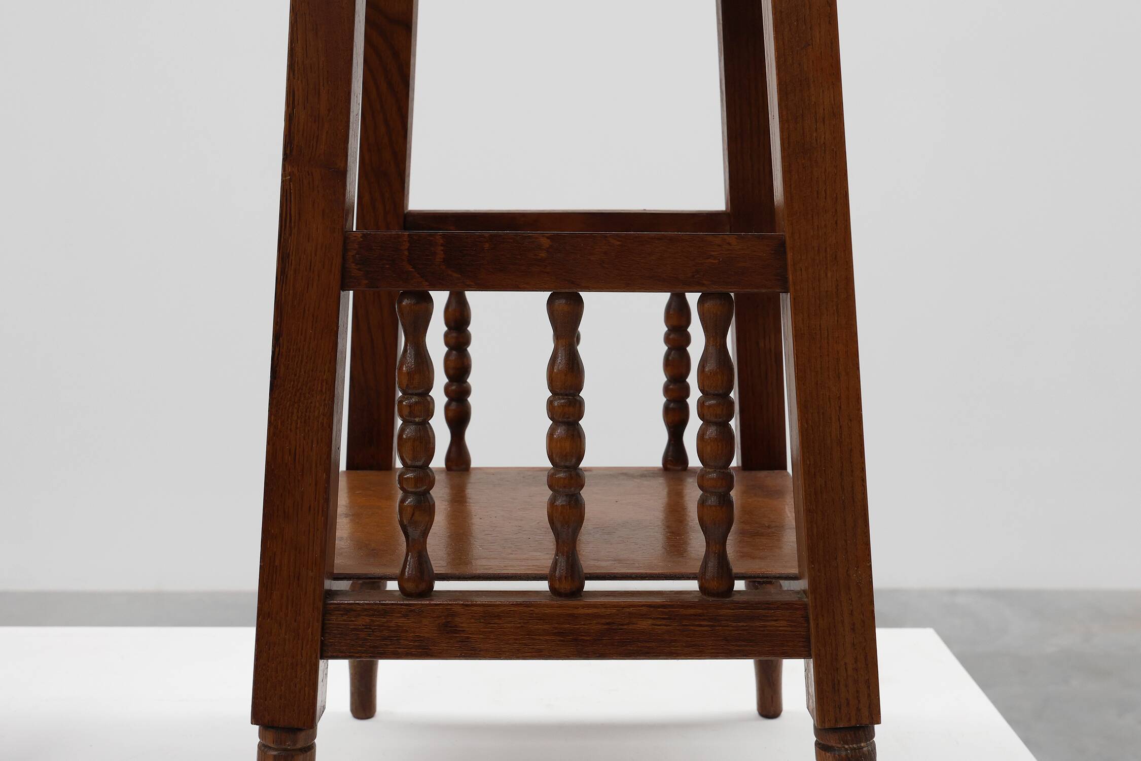 Pair of 20th century rustic wooden side tables with ceramic tile top