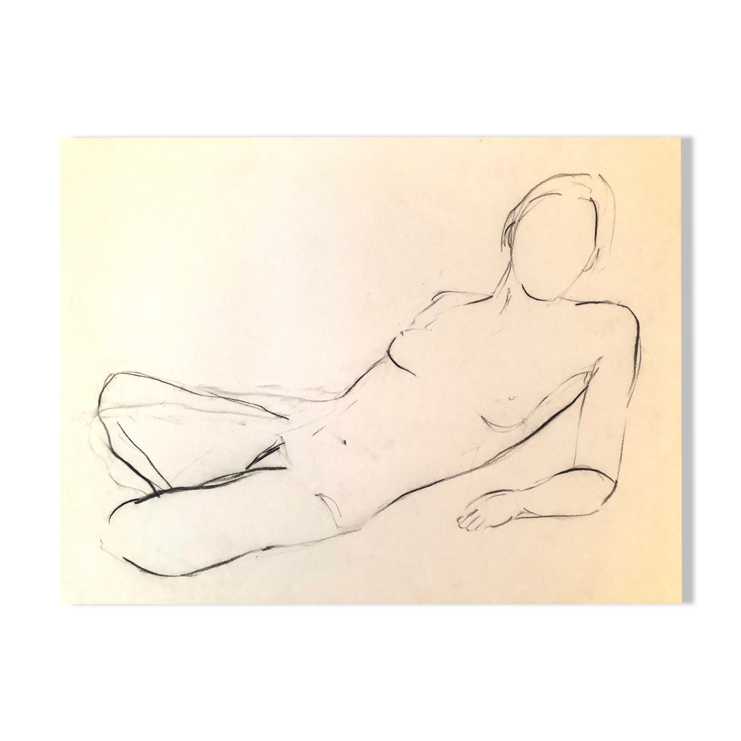 Drawing nude in charcoal on paper