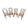 4 mismatched curved wood coffee bistro chairs