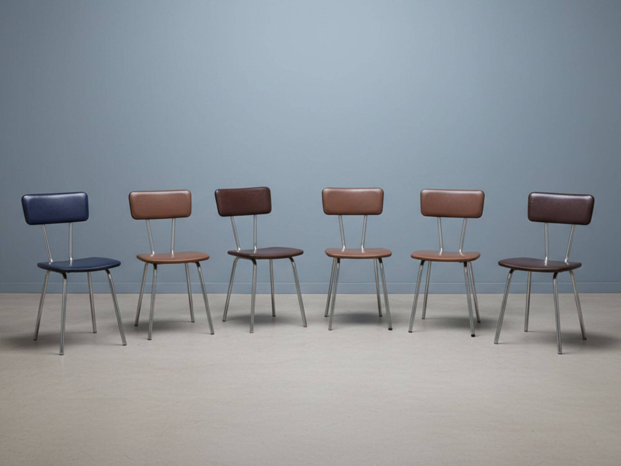 Set of 6 mid-century chrome dining chairs, Czechoslovakia, 1960s
