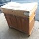 Chopping block butcher around 1920 opening on 2 drawers and 2 doors in pitch pine and Sycamore