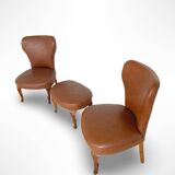 Set of the side chairs and stool for leg, 1950s.