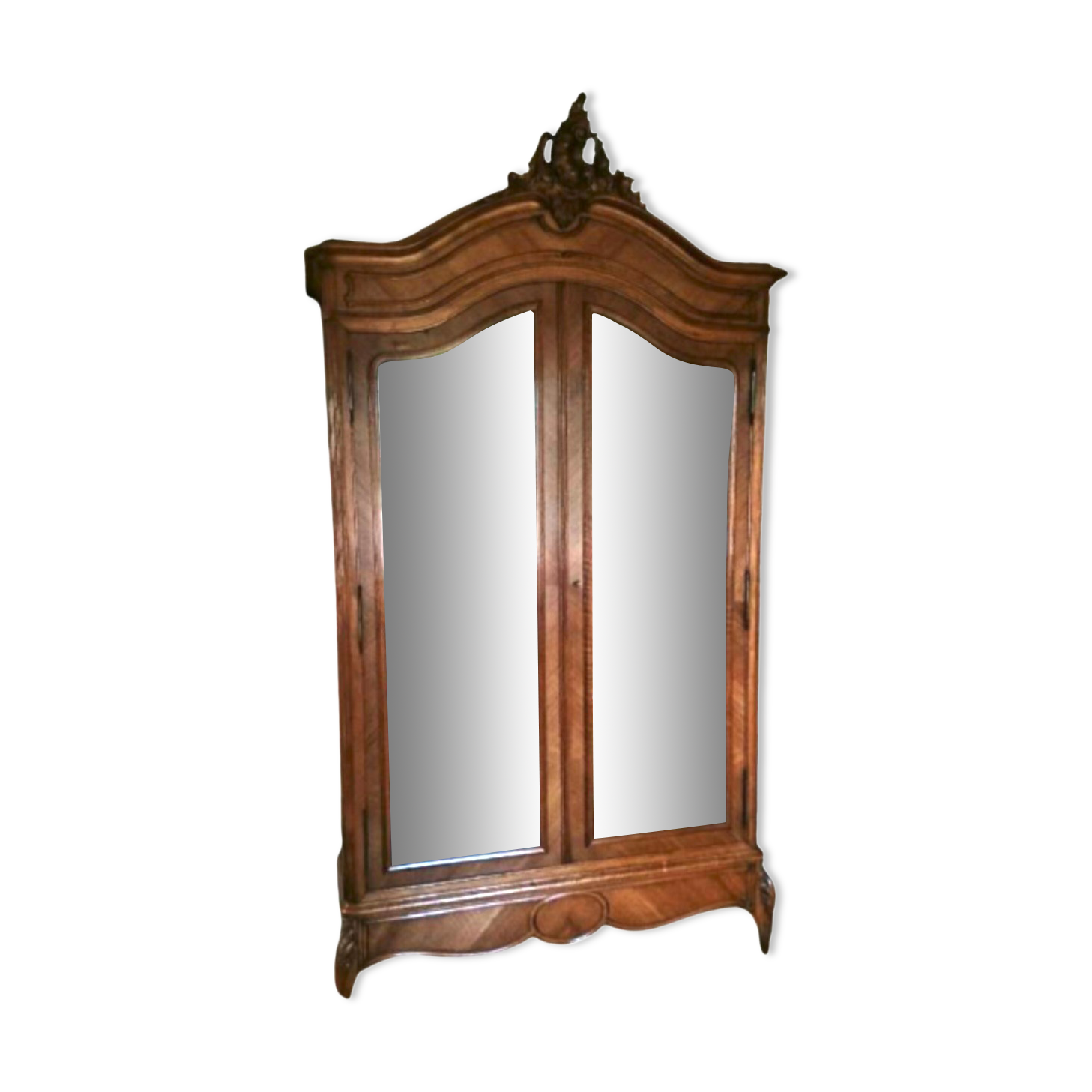 Louis XV style walnut armoire with beveled mirrors