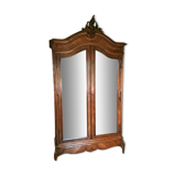 Louis XV style walnut armoire with beveled mirrors