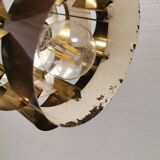 Danish cylindrical hanging lamp in brown and gold 1980s