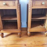 Pair of solid oak bedside tables 1920