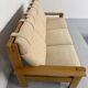 Three-seater canapé in solid oak with Scandinavian design fabric from the 1970s.