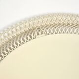 Pair of Mid Century wall mirrors with brass rim and white metal frames