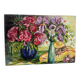 Two flower vases with straw hats, signed