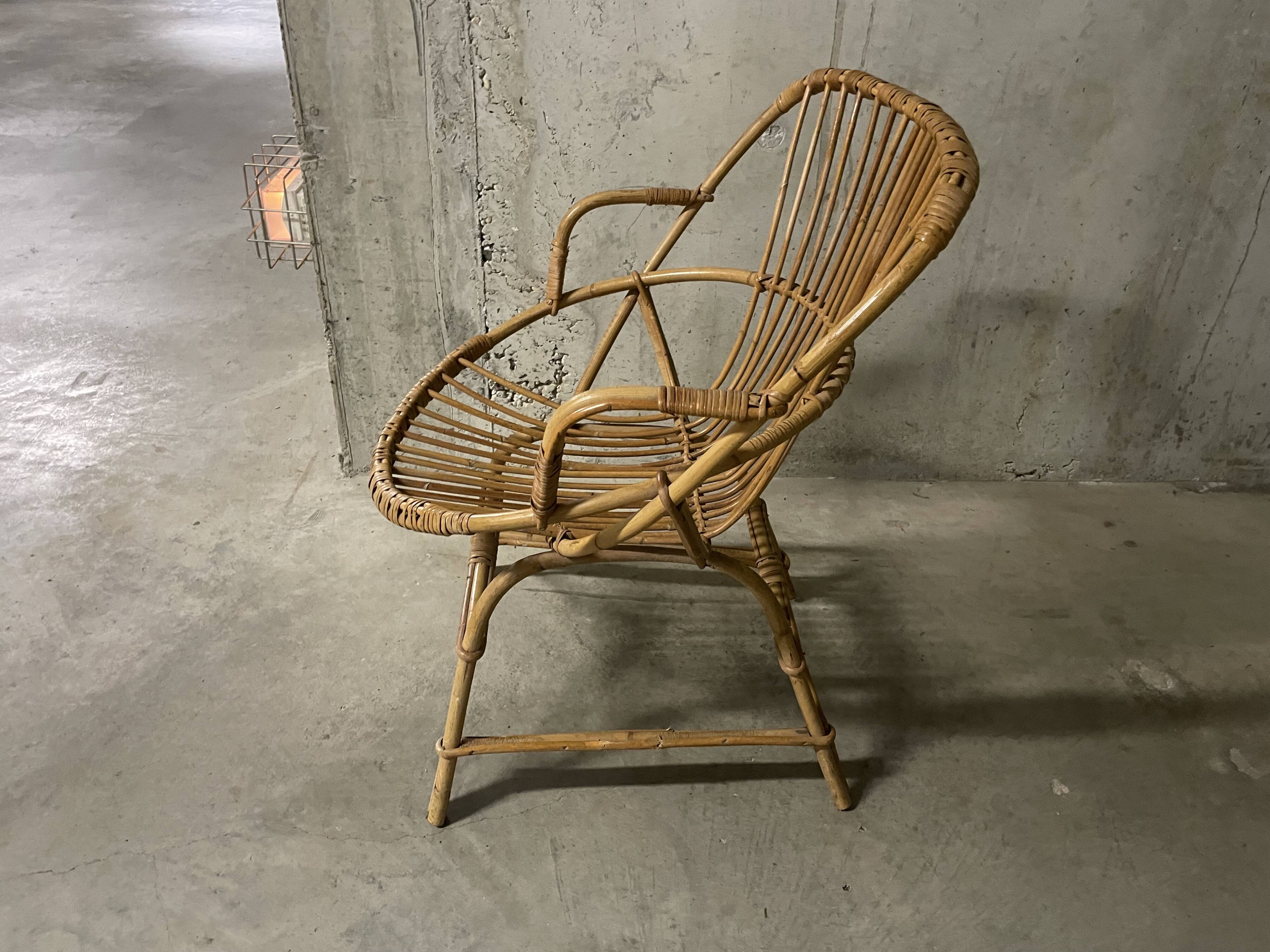 Fauteuil en rotin années 60