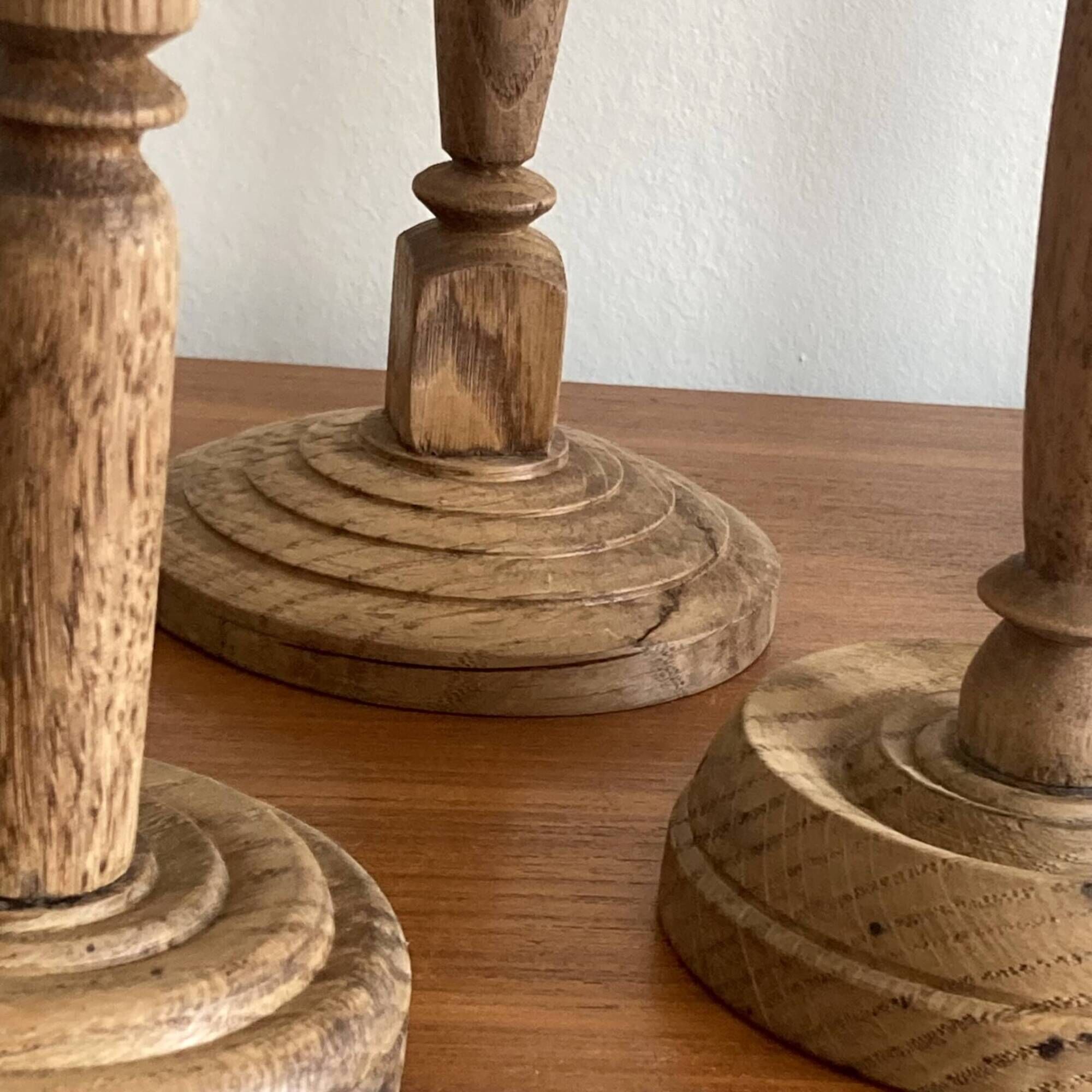 Set of 6 wooden hat racks turned old vintage decoration ACC-7068