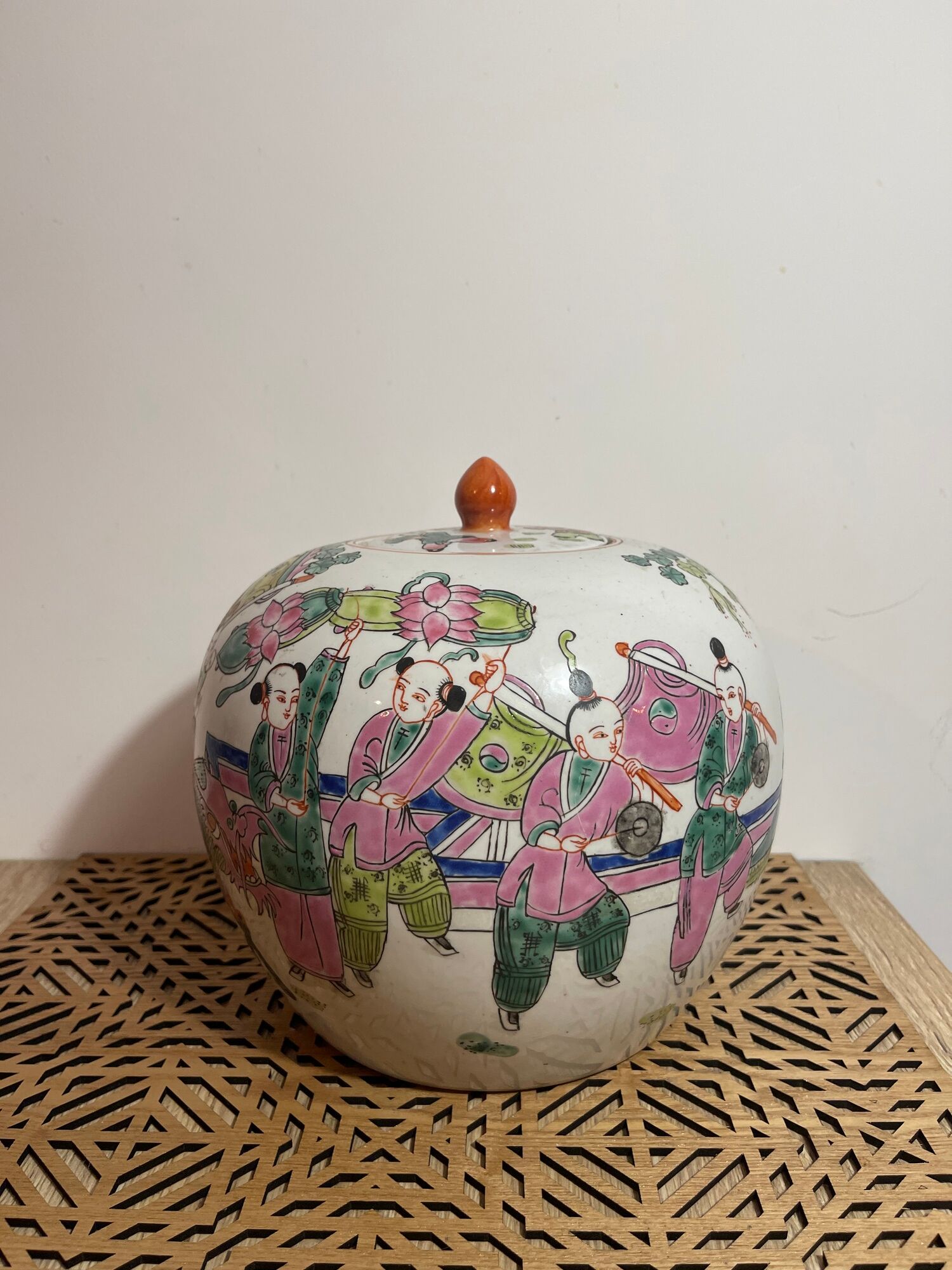 Ancient big ginger pot jar potiche chinese pink family 19th Qing dynasty