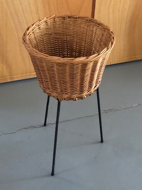 Wicker and wire plant holder